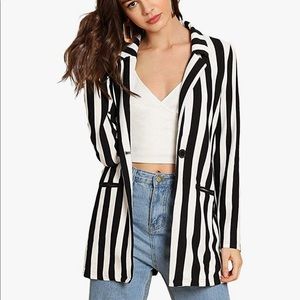 Amazon - Floerns Women's Casual Work Office Open Front Striped Blazer
